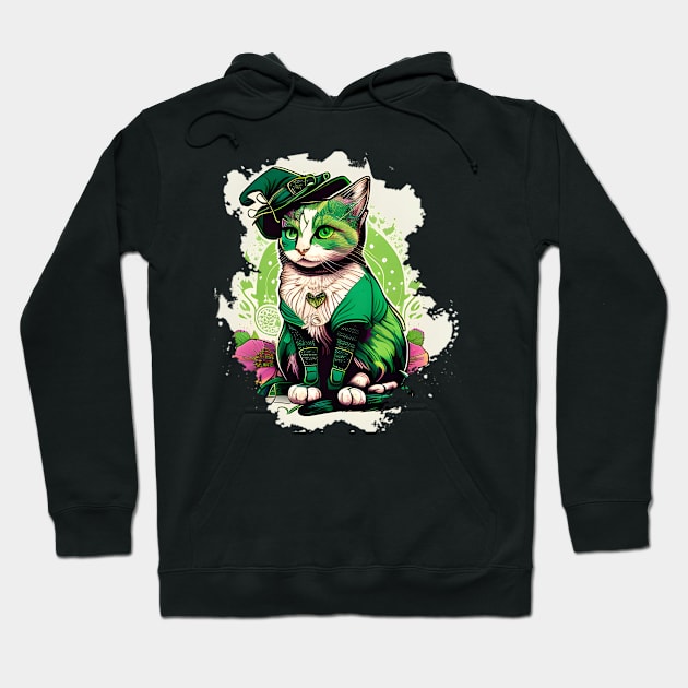 Beautiful Cat Lady St. Patrick's Day Hoodie by Felix Rivera